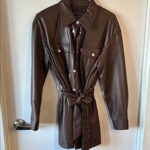 Levi’s Brown Faux Leather Belted Shirt Dress / Jacket